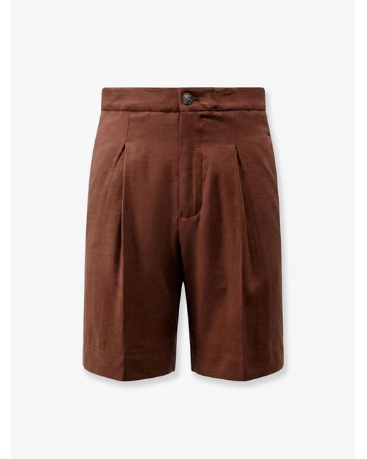 Hevò Brown Torre Lapillo Modal Blend Bermuda Shorts