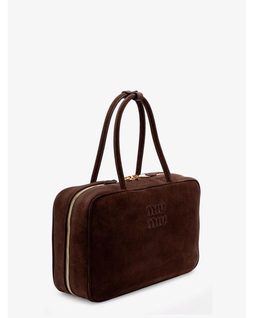 Miu Miu Brown Beau Suede Handbag