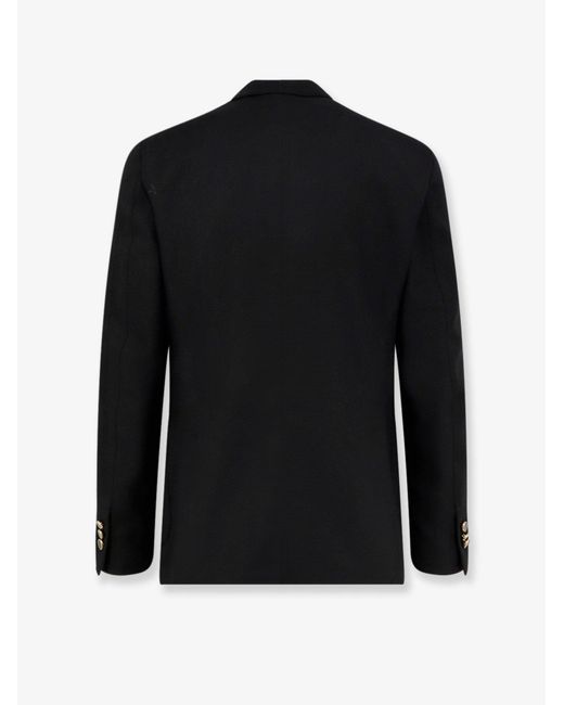 Lardini Black Roma Double-Breasted Wool Blazer for men