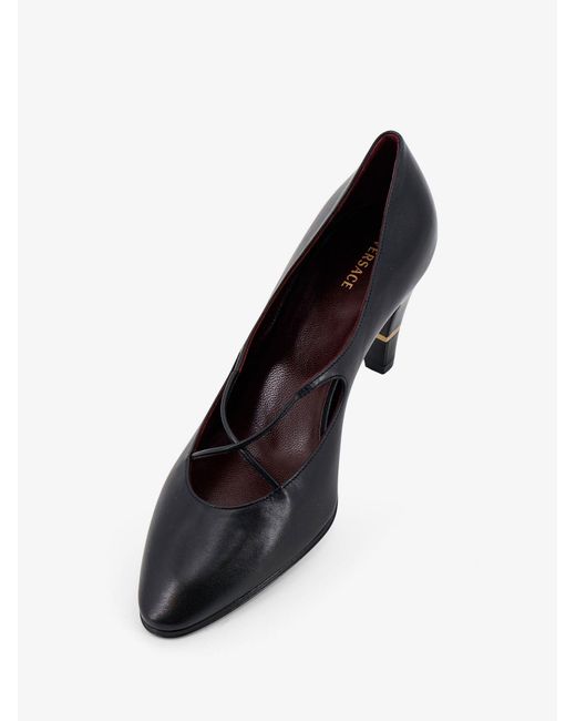 Versace Black Criss-Cross Medallion Leather Pumps