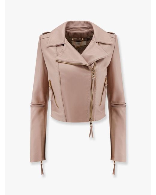 Elisabetta Franchi Multicolor Leather Jacket With Stitched Profiles