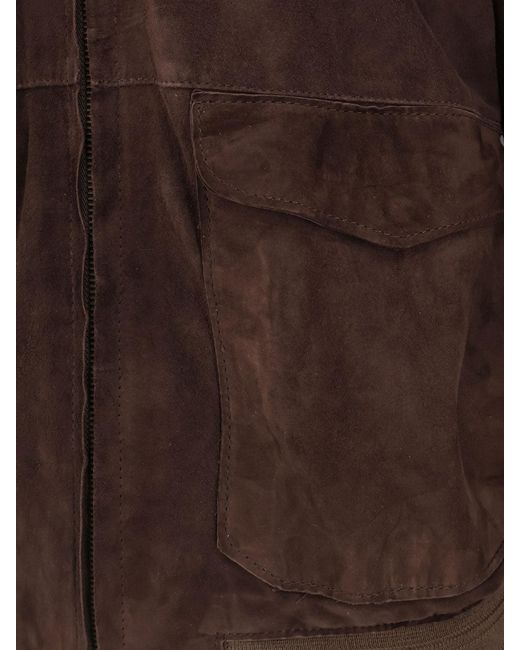 DFOUR® Brown Suede Jacket for men