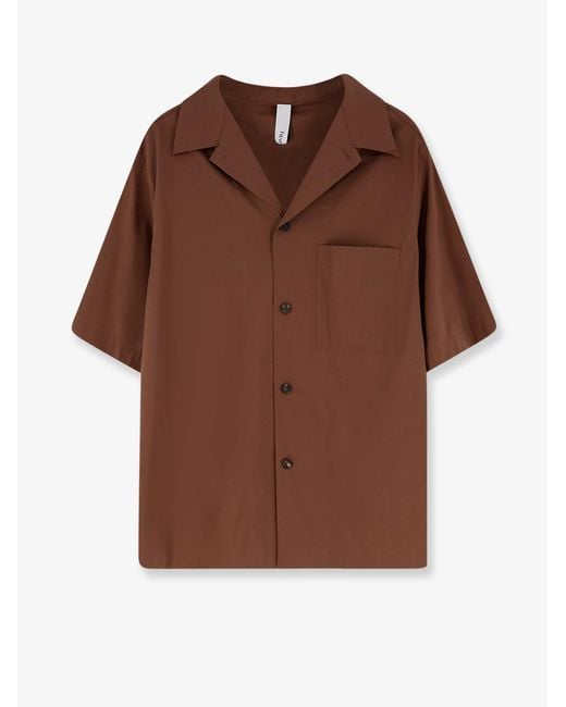 Hevò Brown Cotton Blend Shirt for men