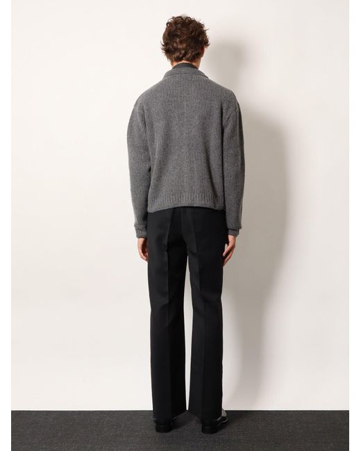 TONYWACK Blue Ribbed Wool And Cotton Cardigan for men