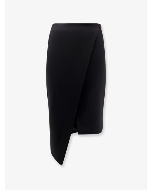 Elisabetta Franchi Black Asymmetrical Viscose And Wool Skirt