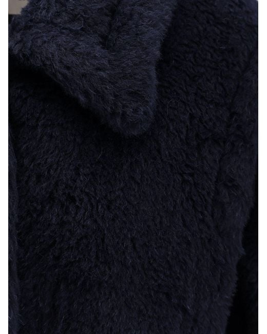 Max Mara Blue Mxmfuggito Alpaca And Virgin Wool Fur Jacket