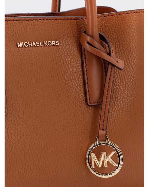 Michael Kors Brown Leather Handbag With Metal Monogram