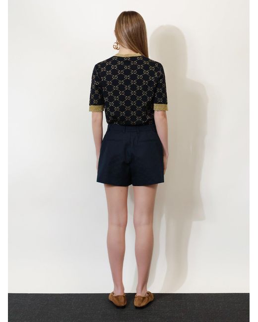 Gucci Blue Gg Cotton Blend Shorts