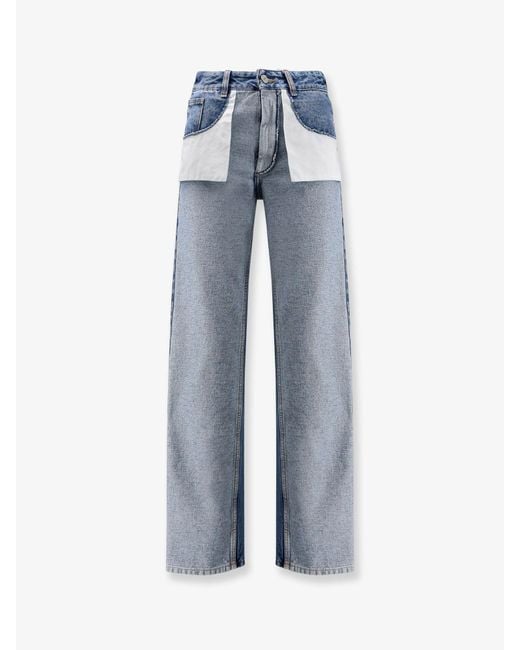 MM6 by Maison Margiela Blue Straight Leg Jeans With Reverse Pockets