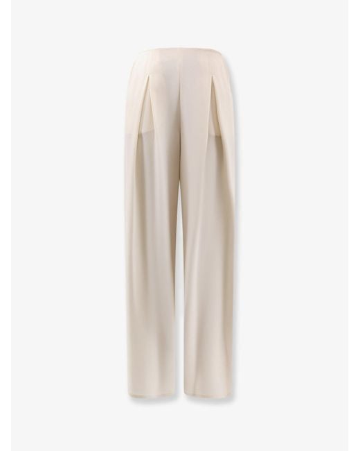 Max Mara White Mxppalude Silk Trousers