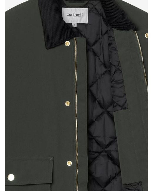 Carhartt Black Quentin Nylon Jacket With Embroidered Logo On The Front for men