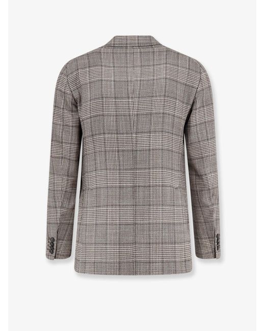 Tagliatore Gray Single-Breasted Virgin Wool And Silk Blazer for men