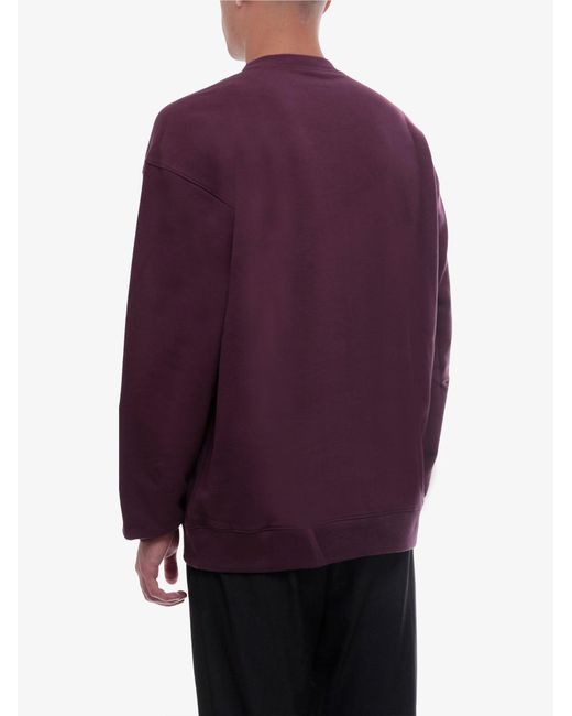 Moschino Purple Crew Neck Long Sleeves Cotton Ribbed Profile Sweatshirts for men