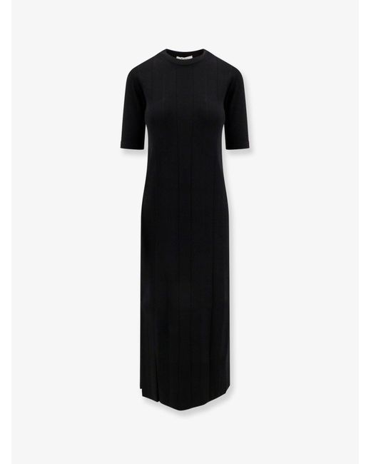 Max Mara Black Orafo Viscose Blend Midi Dress