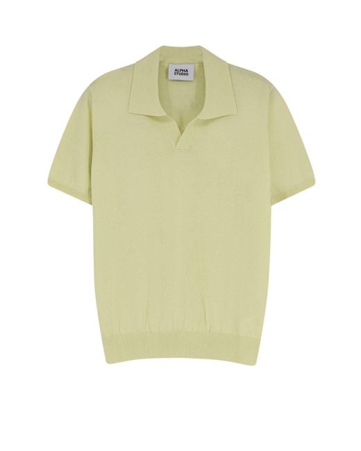 Alpha Studio Green Cotton Polo Shirt for men