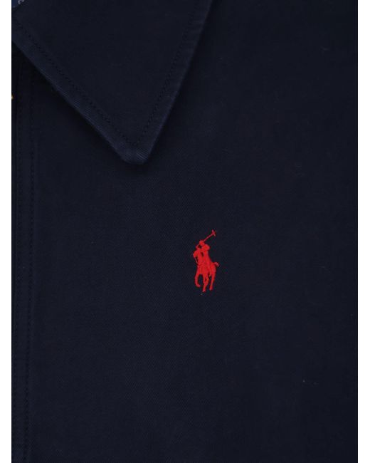 Polo Ralph Lauren Blue Denim Jacket With Embroidered Logo On The Front