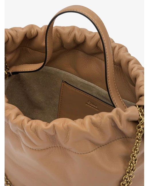 Chloé Brown Icons Leather Crossbody Bag With Logo On The Front