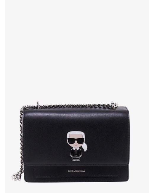 Karl Lagerfeld Leather Shoulder Bag in Black - Lyst