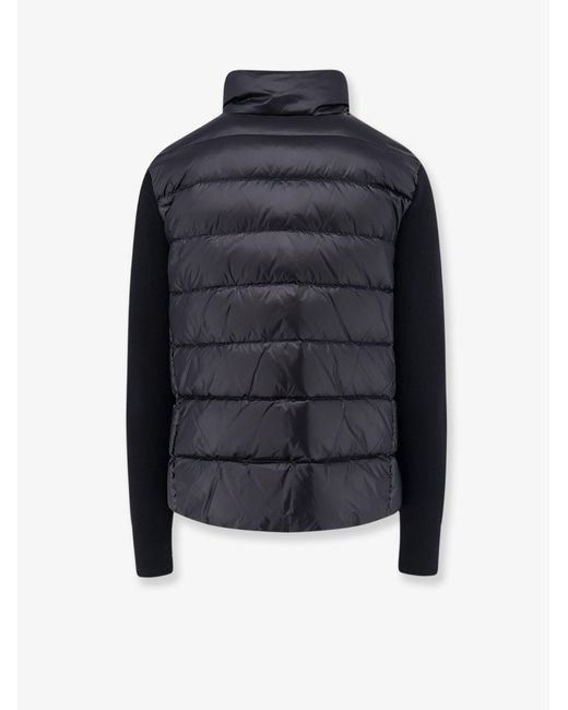 Moncler Blue Down Jacket With Virgin Wool Sleeves