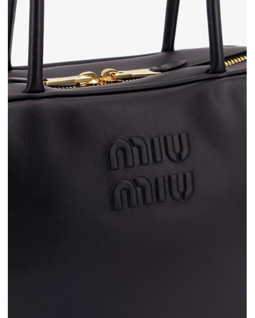 Miu Miu Black Arcadie Softy Leather Handbag