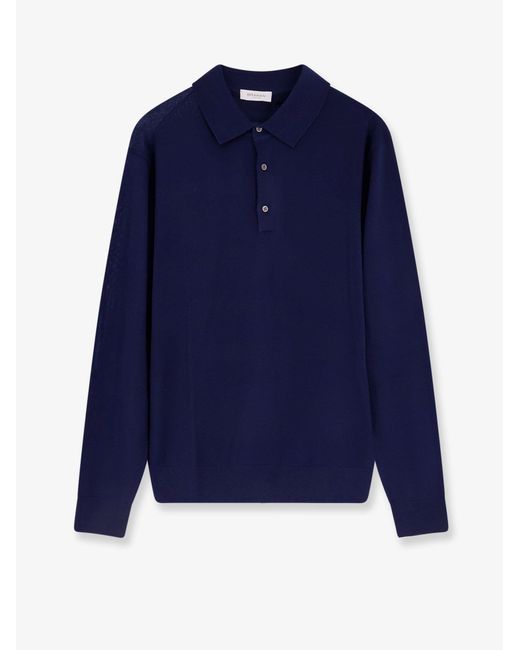 Bramani Cashmere Blue Wool Polo Sweater for men