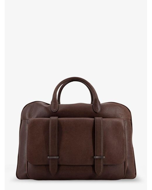 Orciani Brown Jones Leather Travel Bag for men