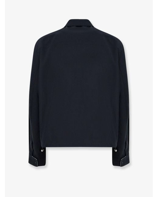 Loewe Blue Cotton Blend Jacket With Logo Embroidery for men