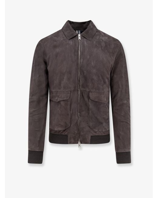 DFOUR® Brown Suede Jacket for men