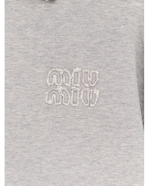 Miu Miu Gray Mélange Cotton Sweatshirt