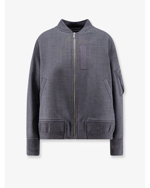 Semicouture Blue Virgin Wool Blend Bomber