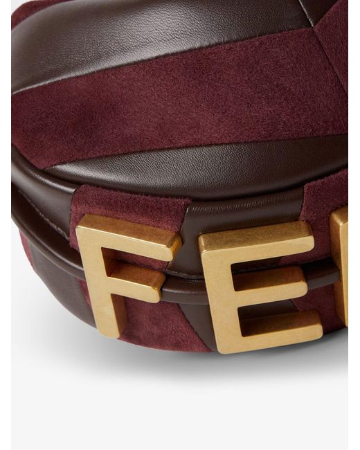 Fendi Purple Graphy Mini Leather Handbag With Metal Lettering Logo