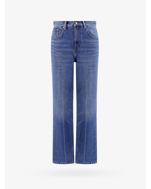 Tory Burch Blue Straight Leg Cotton Closure With Zip Jeans