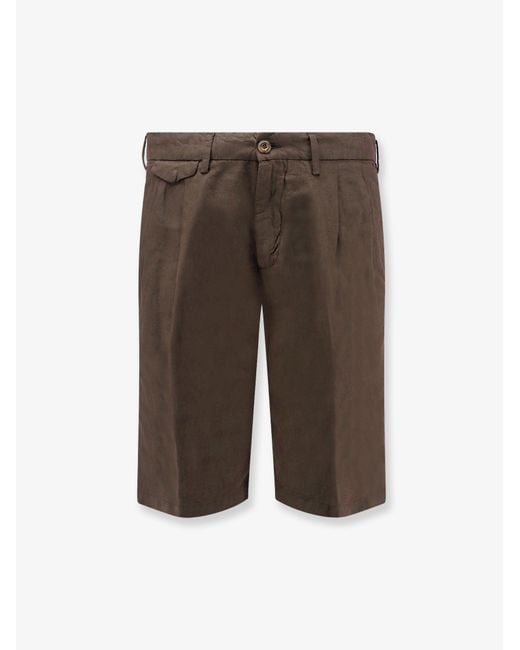 NUGNES 1920 Brown Modern Fit Linen And Cotton Bermuda Shorts for men