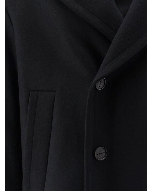 Hevò Black Orno Virgin Wool Blend Coat for men