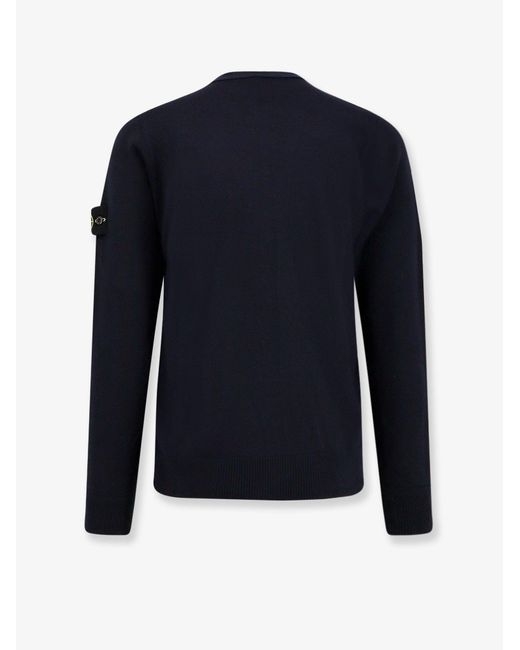 Stone Island Blue Virgin Wool Cardigan for men