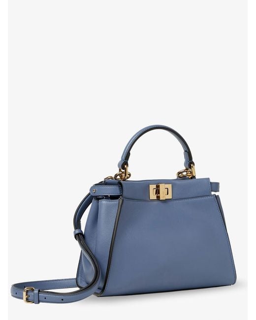 Fendi Blue Peekaboo Mini Leather Handbag