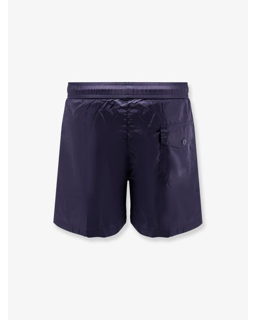 Moncler Blue Nylon Swim Trunks With Logo Patch On The Front for men