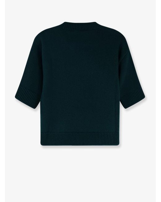 Gucci Blue Wool Sweater With Frontal Logo Embroidery