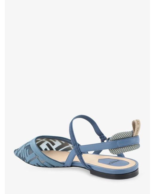 Fendi White Colibrã¬ Lite Flat Mesh Slingback With Ff Embroidery