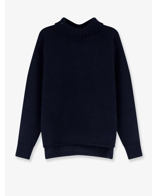 Bottega Veneta Blue Wool Turtleneck Sweater With Ribbed Collar And Cuffs