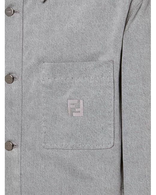Fendi Gray Jacket Denim Stone Bleached for men