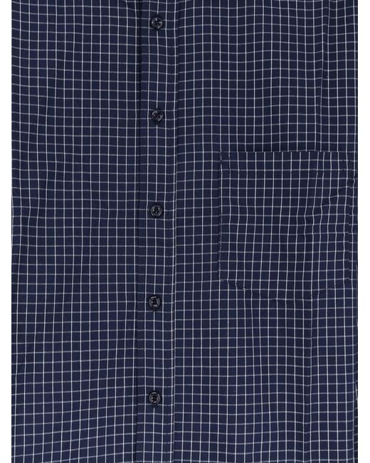 Walk In Paris Blue Cotton Shirt With Plaid Print for men