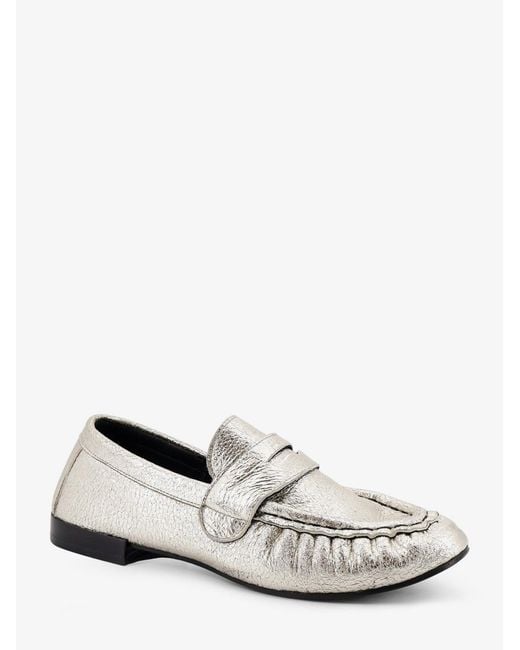 Semelle White Laminated Leather Loafers