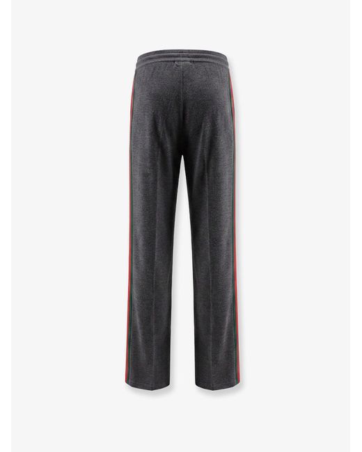 Gucci Blue Wool Leisure Trousers With Web Insert for men