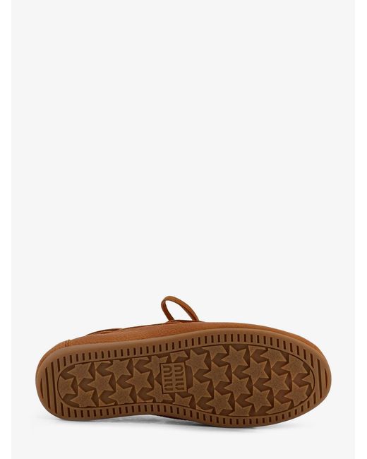 Miu Miu Brown Vintage Effect Leather Loafers