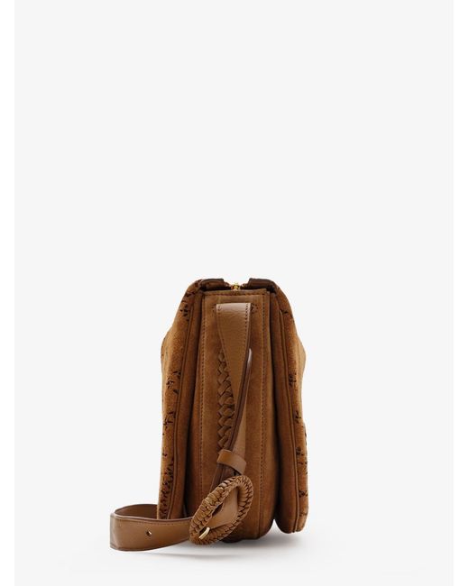 Burberry Brown Tavistock Suede Crossbody Bag With Perforated Pattern