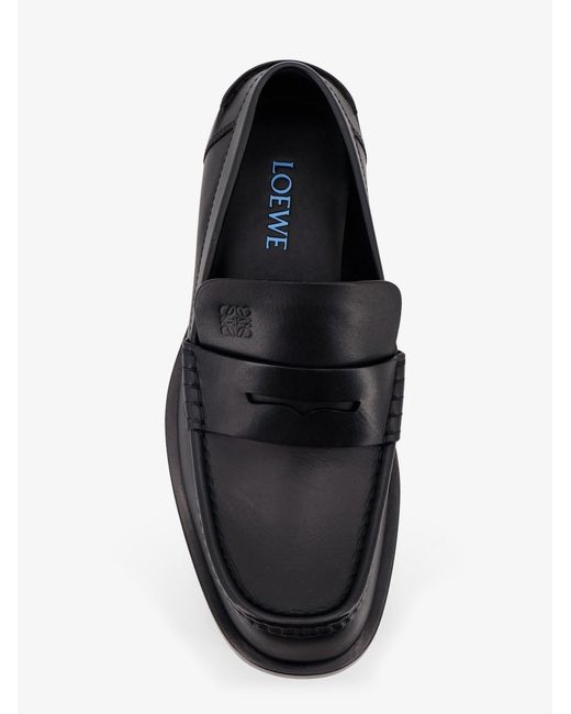 Loewe Black Bobine Leather Loafers With Engraved Anagram Logo for men