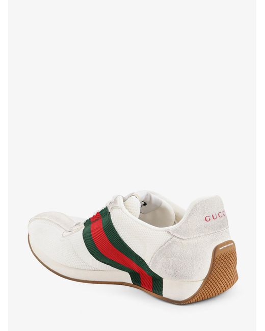 Gucci White Tempo Mesh And Suede Sneakers With A Vintage Effect for men