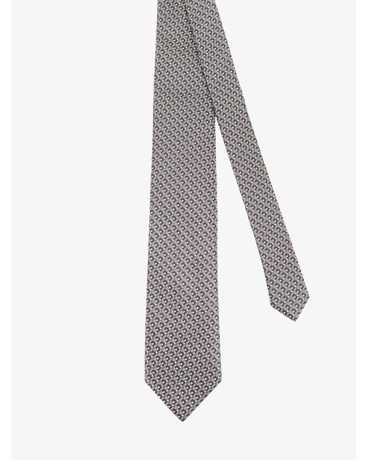 Tom Ford Gray Silk Tie With Geometric Pattern for men