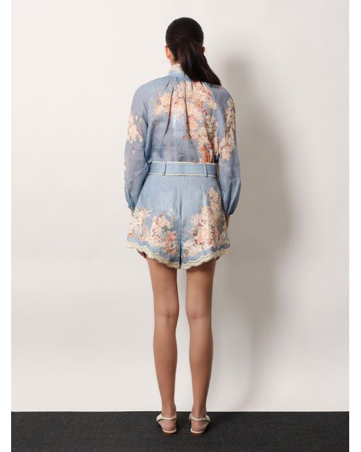 Shorts Cascadian Tuck di Zimmermann in Blue